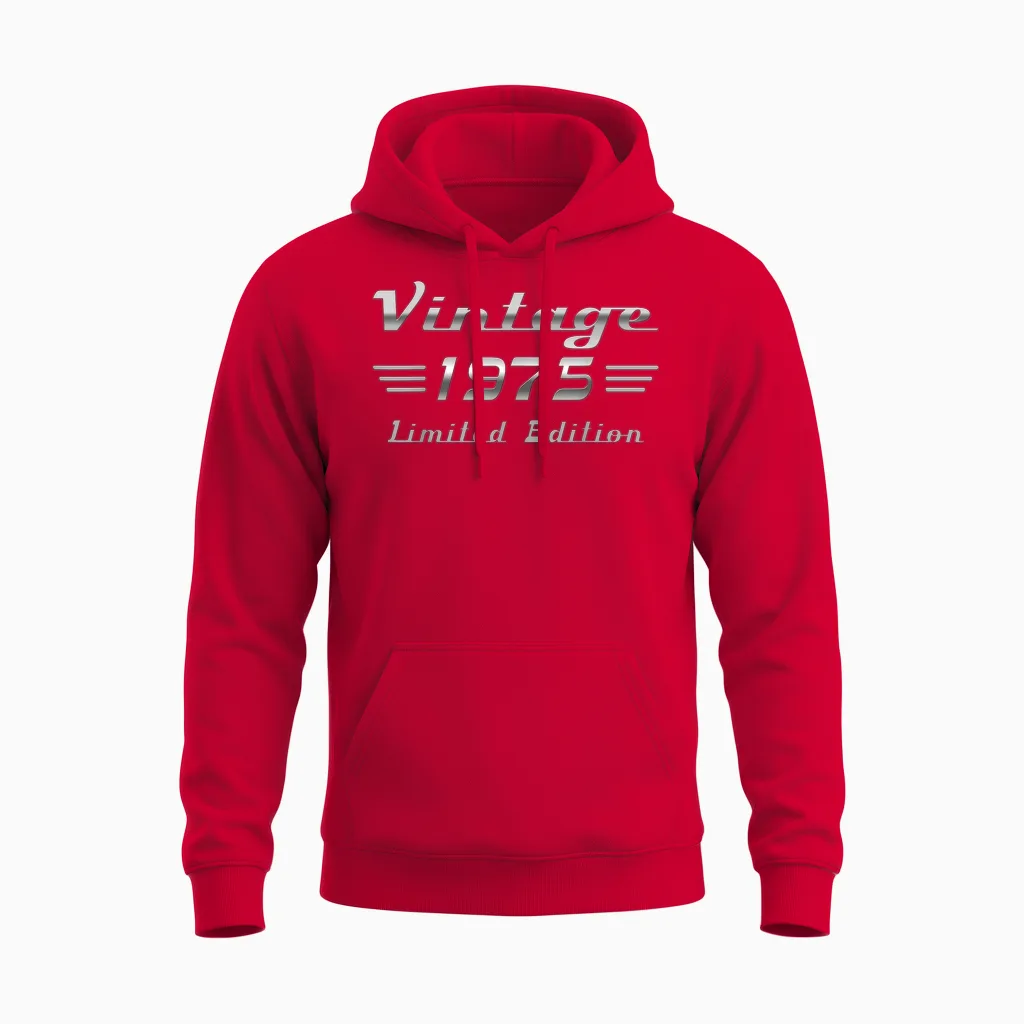 Vintage 1975 Classic Car 50th Anniversary Unisex Hoodie in Red