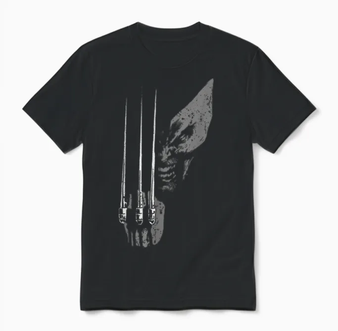 Marvel X-Men Wolverine Wild Side Distressed Face Shot Unisex T-Shirt in Black