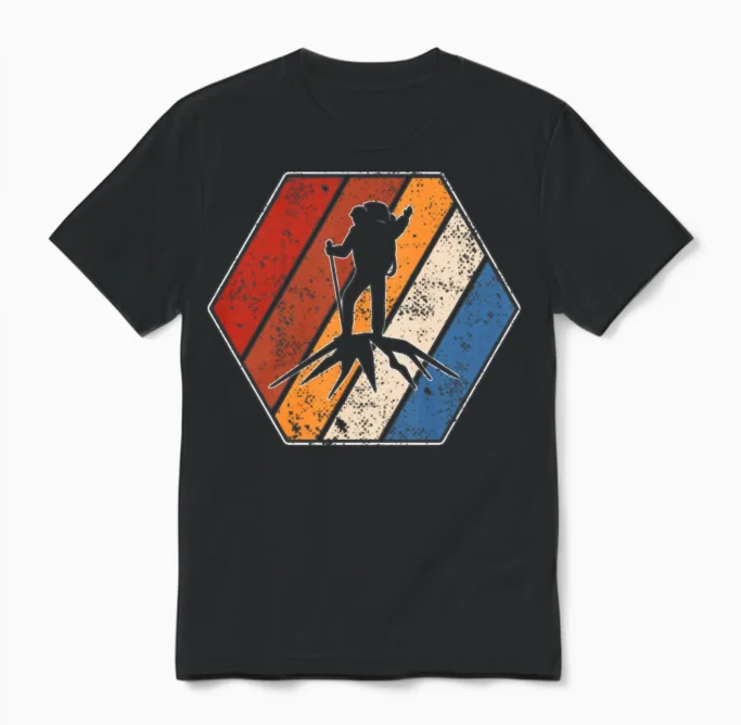 Hiking Retro & Outdoors Gift Unisex T-Shirt in Black