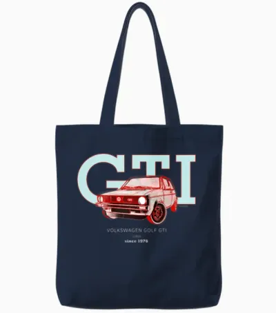 Volkswagen Red Vw Gti M1 with Gti Lettering Tote Bags - Navy