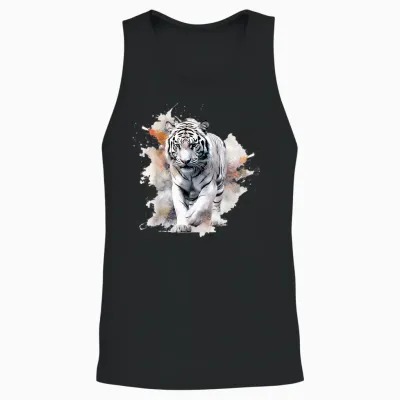 White Tiger Lover Kunstwerk | Tiermotiv Tiger Unisex Tank Top - Black