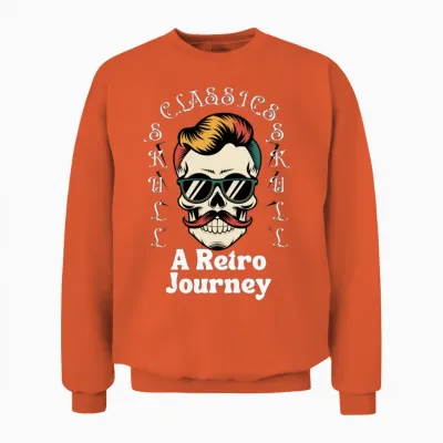 A Retro Skull Journey Unisex Sweatshirt - Orange