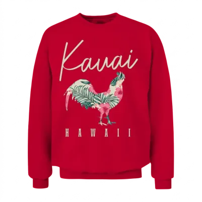 Kauai Chicken Hawaii Hibiscus Hawaiian Islands Sou Unisex Sweatshirt - Red