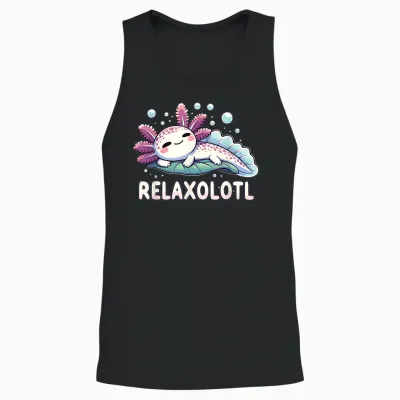 Relaxolotl Axolotl Lovers Cute Animals Relaxing Cute Axolotl T-Shirt, Black Unisex Tank Top - Black