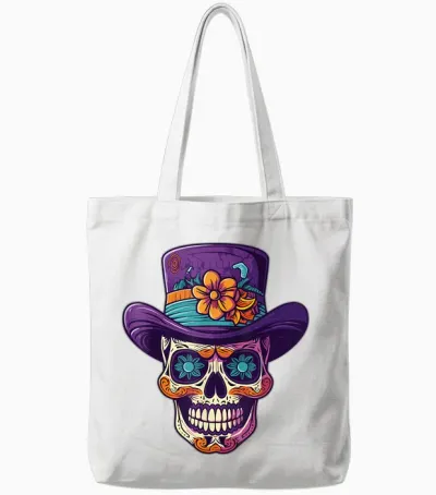 Mardi Gras Sugar Skull Parade Mask Festival Carnival T-Shirt, Black Tote Bags - White