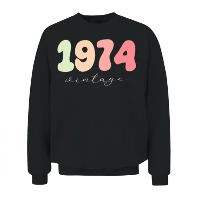 Birthday 1974 Vintage Unisex Sweatshirt - Black