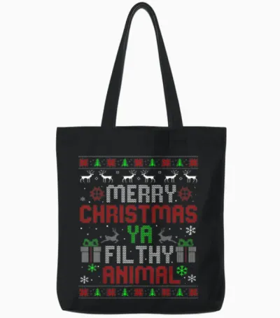 Merry Christmas Animal Filthy Ya Xmas Family Pajama Tote Bags - Black