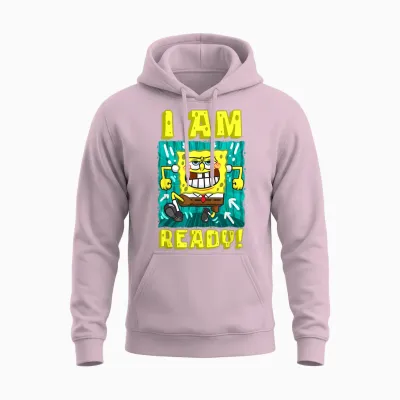 Mademark X Spongebob Squarepants - Spongebob I Am Ready Funny Spongebob Running and Ready Unisex Hoodie - Light Pink