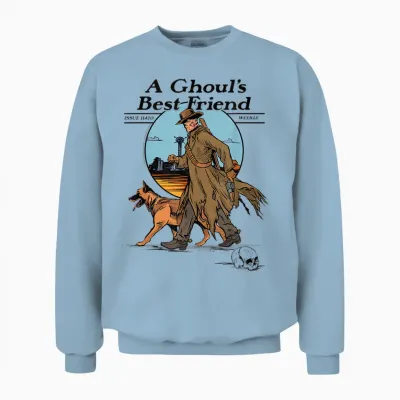 Fallout a Ghoul's Best Friend Illustrated Magazine Cover Tv Unisex Sweatshirt - Light Blue