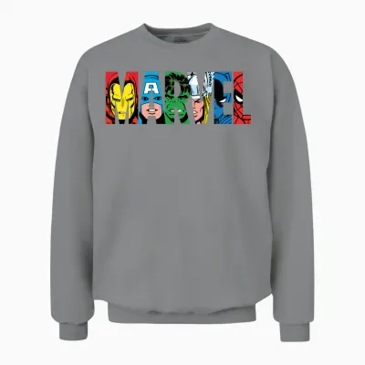 Marvel Classic Avengers & Spider-Man Retro Comic Art Logo Unisex Sweatshirt - Sport Grey