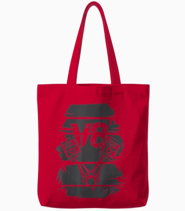 T-Shirt Engine V8 Logo Symbol, Grey, S Tote Bags in Red