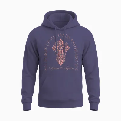 So I Throw Up My Hands and Praise You Cross Brandon 2 Sided Unisex Hoodie - Heather Sport Dark Navy