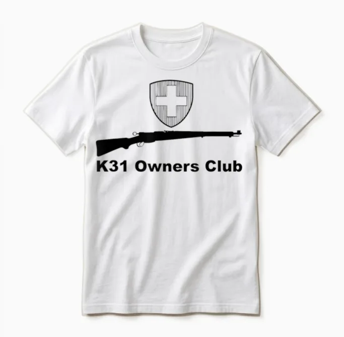 K31 Owners Club Swiss, Gewehr 7,5 K11, Schweiz, Schmidt Unisex T-Shirt in White