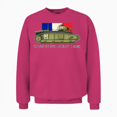 Flag Tank B1 to French Heavy Tank Ww2 Tanks T-Shirt, Black, S Unisex Sweatshirt - Heliconia