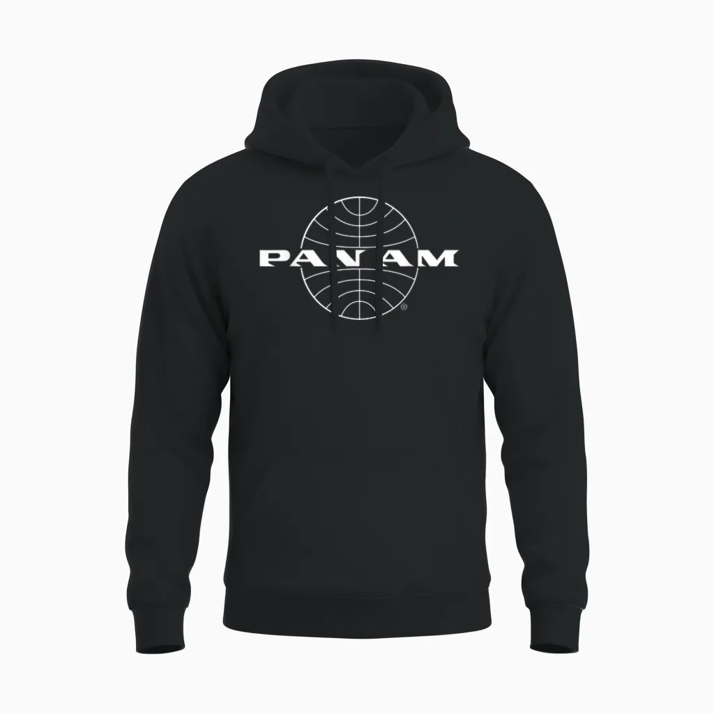 Pan Am Classic Weißes Logo Unisex Hoodie in Black