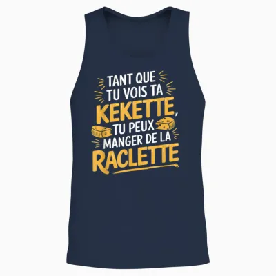 Raclette Fan Men's Father's Day Original Humour T-Shirt, Black, S Unisex Tank Top - Navy