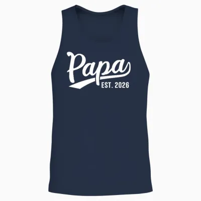 Papa 2026 Stolzer Papa Est 2026 Unisex Tank Top - Navy
