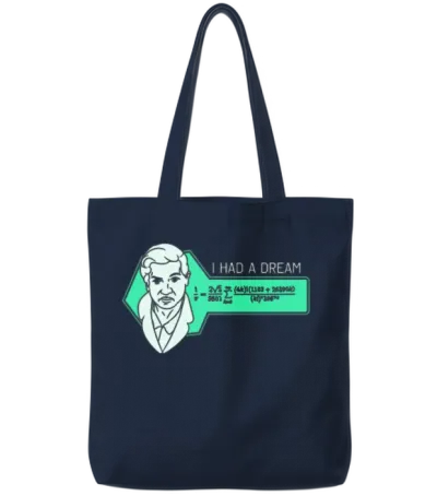 I Had a Dream - Ramanujan Srinivasa Tote Bags - Navy
