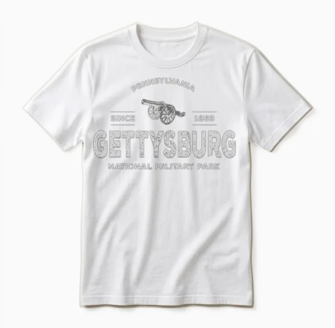 Gettysburg Park 1863 National Military Park Graphi Unisex T-Shirt in White