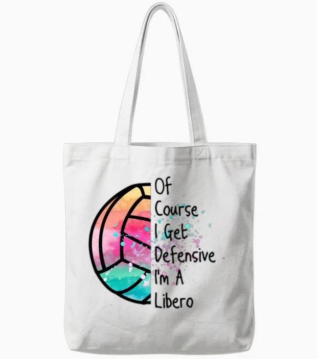 Libero Defensive Volleyball Player Quote Tote Bags in White