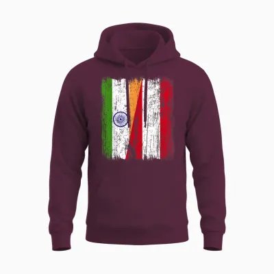 Indien, österreich, Halbe Flagge, Indien, österreichisches Unisex Hoodie - Maroon