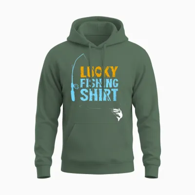 This Is My Lucky Fishing Fisherman's Favorite Artwork Unisex Hoodie - Military Green
