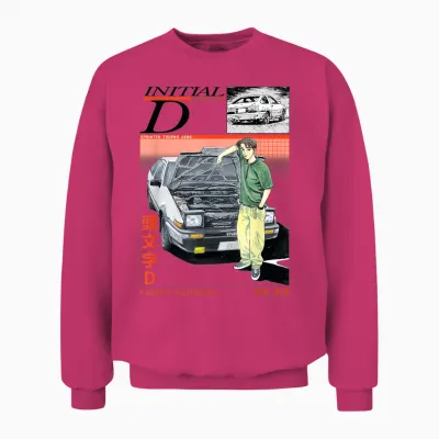Initial D Takumi Open Hood Car Portrait Manga Anime Unisex Sweatshirt - Heliconia