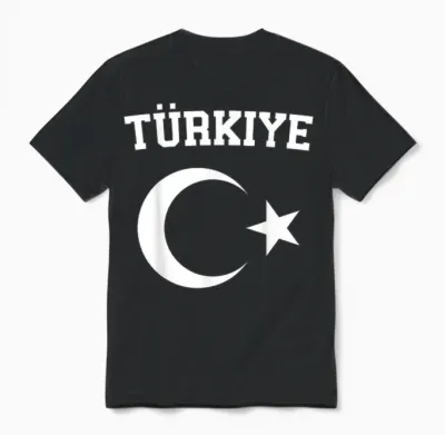 Turkish Flag Türkiye Bayragi Crescent Moon and Star Turkey T-Shirt, Red, S Unisex T-Shirt - Black