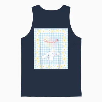 Cinnamoroll Bubble Blue Ginham Daisy T-Shirt Small Unisex Tank Top - Navy