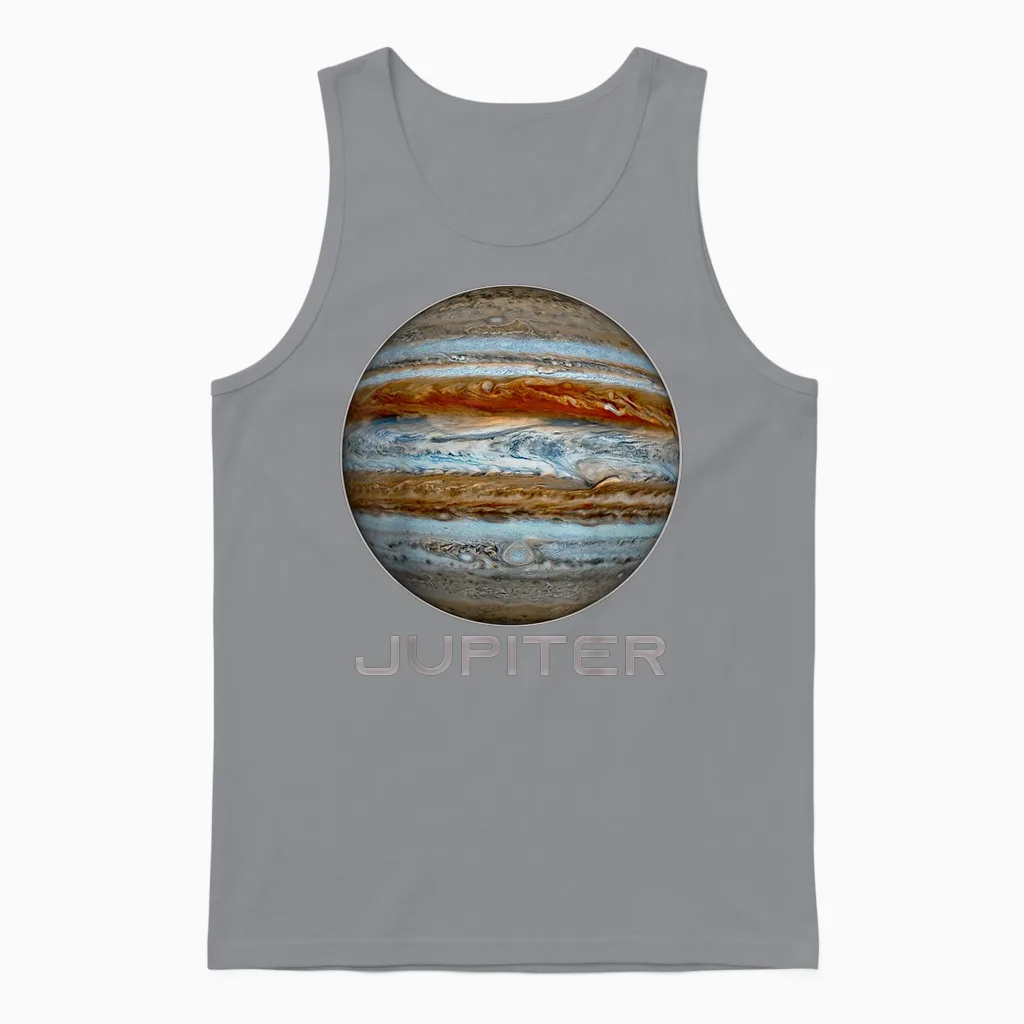 Jupiter Shirt, Sonnensystem Planet T-Shirt Damen Herren Kinder Unisex Tank Top in Sport Grey