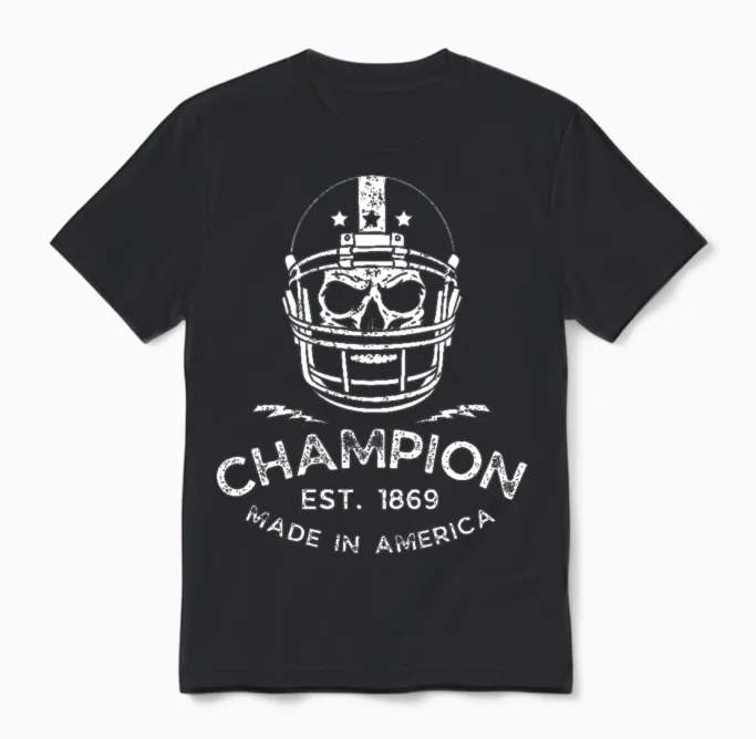 Skull Champion Helmet - Halloween Unisex T-Shirt in Black