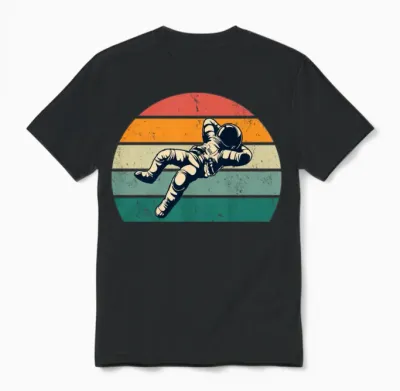 Retro Astronaut Unisex T-Shirt - Black