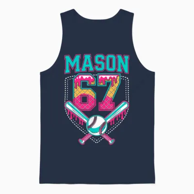Trendy Mason 67 Mem Ice Cream Drip Baseball Birthday Costume Unisex Tank Top - Navy