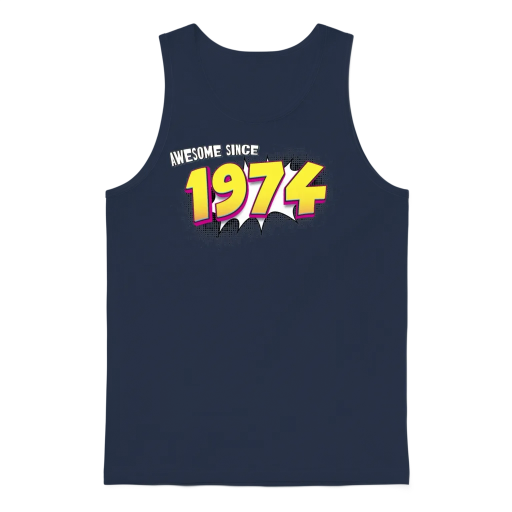 Retro 49th Birthday in Pop Art Comic Book Style Unisex Tank Top - Navy