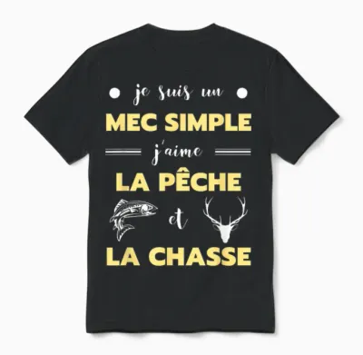 Simple Hunting Fishing Man Humour Hunter Fisherman Funny T-Shirt, Black Unisex T-Shirt - Black