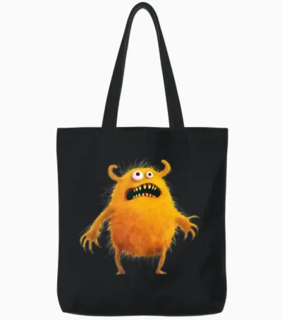 Funny Monster Tote Bags - Black