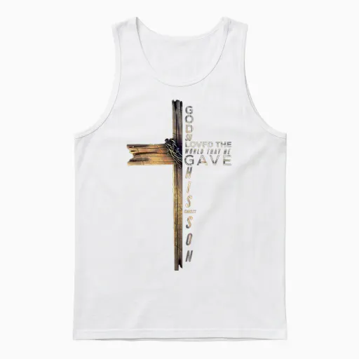 John 3:16 Christian Cross Bible Unisex Tank Top - White