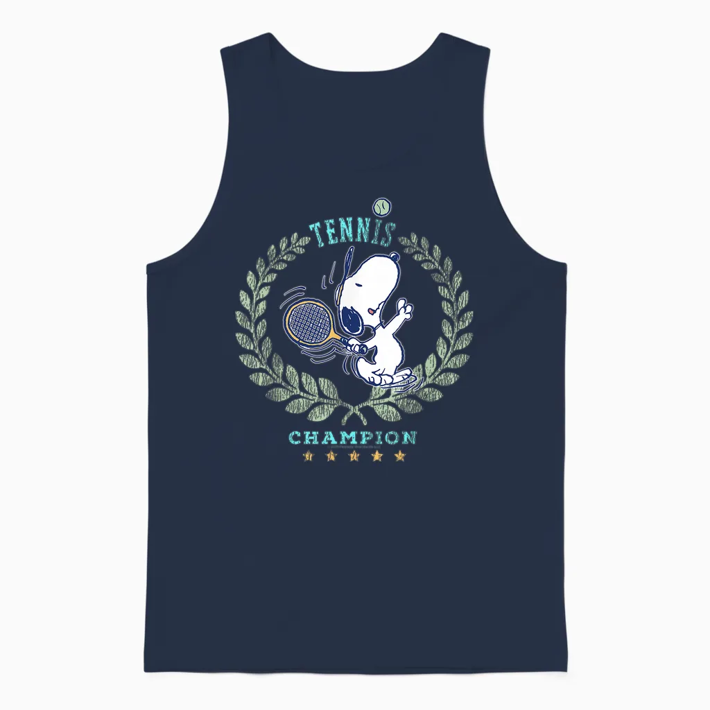 Snoopy Tennis Beagle Champion 86 Tournament Game Retro Unisex Tank Top in Navy