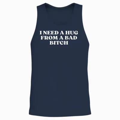 I Need a Hug from a Bad Y2k Aesthetic T-Shirt, Black Unisex Tank Top - Navy