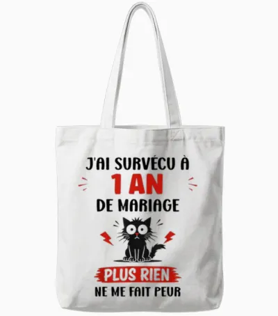 Couple 1 an Blague Humour Anniversaire 1 an De Mariage Tote Bags - White