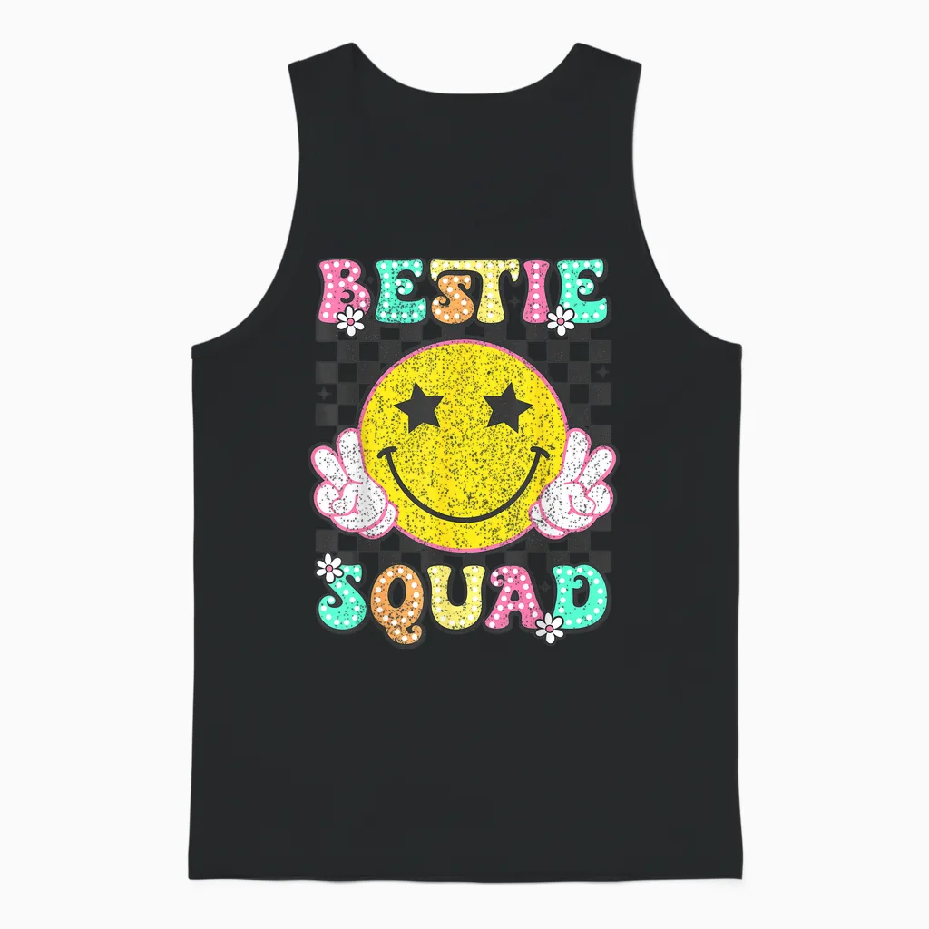 Groovy Bestie Squad Best Friends Matching Girls Boys Unisex Tank Top in Black
