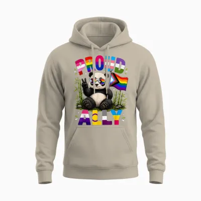Stolzer Ally Panda Lgbtq-Preismonat Unisex Hoodie - Sand