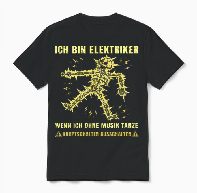 Ich Bin Elektriker Wenn Ich Ohne Musik Tanze Hauptschalter Unisex T-Shirt in Black