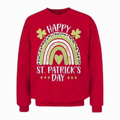 Children's St Patrick's Day Outfit for Girls Rainbow T-Shirt, Green, 2 Unisex Sweatshirt - Red