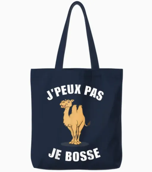 Je Peux Pas Je Bosse T-Shirt, Black, S Tote Bags - Navy