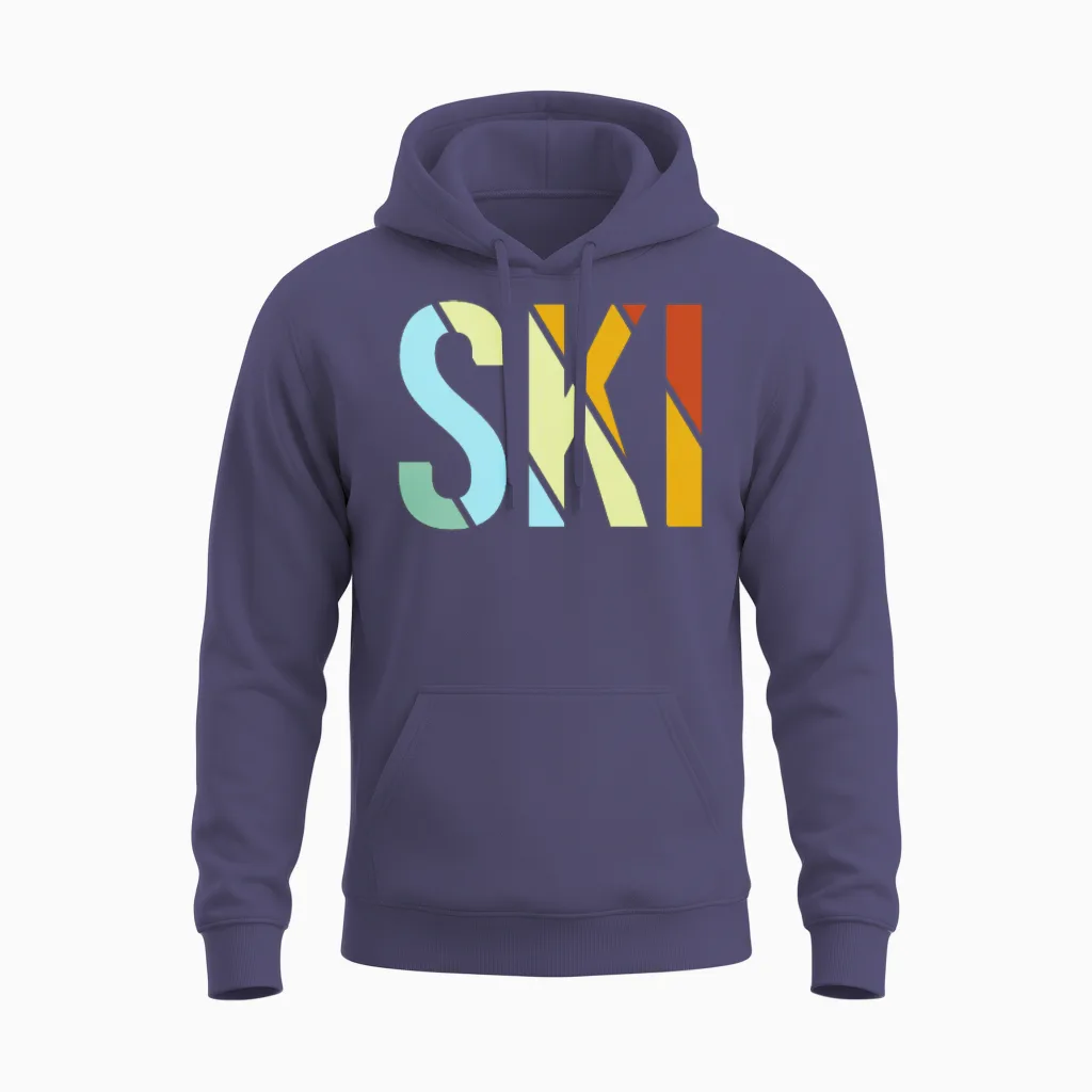 Ski Retro Unisex Hoodie in Heather Sport Dark Navy