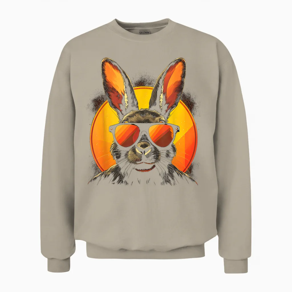 Cooler Haase Bunny Mit Sonnenbrille Ostern Unisex Sweatshirt in Sand