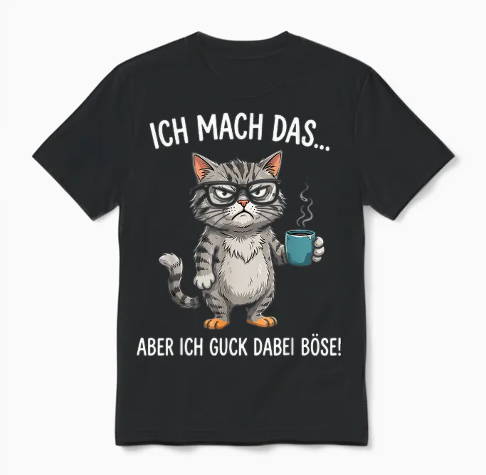 Ich Mach Das Aber Ich Guck Dabei Böse Katze Lustige Sprüche Unisex T-Shirt in Black