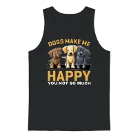 Dogs Make Me Happy Black Yellow and Brown Dog Unisex Tank Top - Black – 1