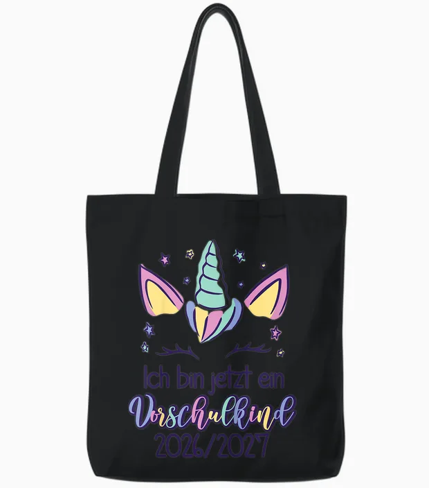 Kinder Einhorn Ich Bin Jetzt Ein Vorschulkind 2026 2027 Tote Bags in Black